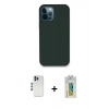 MARSİLYAN™- iPhone 12 Pro Kılıf Zirve Modern Özel Seri - Siyah Polymer Nano Ekran Koruyucu + Shine Kamera Lens - MI