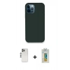 MARSİLYAN™- iPhone 12 Pro Kılıf Zirve Modern Özel Seri - Siyah Polymer Nano Ekran Koruyucu + Shine Kamera Lens - GS