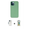 MARSİLYAN™- iPhone 12 Pro Kılıf Zirve Modern Özel Seri - Siyah Polymer Nano Ekran Koruyucu + Shine Kamera Lens - MI