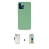 MARSİLYAN™- iPhone 12 Pro Kılıf Zirve Modern Özel Seri - Siyah Polymer Nano Ekran Koruyucu + Shine Kamera Lens - GS