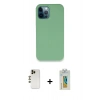 MARSİLYAN™- iPhone 12 Pro Kılıf Zirve Modern Özel Seri - Siyah Polymer Nano Ekran Koruyucu + Shine Kamera Lens - GD