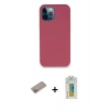 MARSİLYAN™- iPhone 12 Pro Kılıf Zirve Modern Özel Seri - Siyah Polymer Nano Ekran Koruyucu + Sierra Blue Shine Kamera Lens Koruma Cam