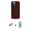 MARSİLYAN™- iPhone 12 Pro Kılıf Zirve Modern Özel Seri - Siyah Polymer Nano Ekran Koruyucu + Sierra Blue Shine Kamera Lens Koruma Cam