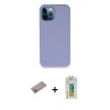 MARSİLYAN™- iPhone 12 Pro Kılıf Zirve Modern Özel Seri - Siyah Polymer Nano Ekran Koruyucu + Sierra Blue Shine Kamera Lens Koruma Cam