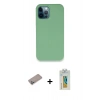 MARSİLYAN™- iPhone 12 Pro Kılıf Zirve Modern Özel Seri - Siyah Polymer Nano Ekran Koruyucu + Sierra Blue Shine Kamera Lens Koruma Cam