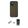 MARSİLYAN™- iPhone 12 Pro Max Kılıf Ahenk Çizgi Serisi - Şeffaf 360 Full Body Arka Koruyucu + Shine Kamera Lens Koruma Cam - MI