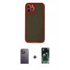 MARSİLYAN™- iPhone 12 Pro Max Kılıf Ahenk Çizgi Serisi - Şeffaf 360 Full Body Arka Koruyucu + Neon Fosforlu Kamera Lens - BZ