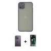 MARSİLYAN™- iPhone 12 Pro Max Kılıf Ahenk Çizgi Serisi - Şeffaf 360 Full Body Arka Koruyucu + Neon Fosforlu Kamera Lens - BZ