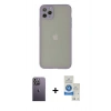 MARSİLYAN™- iPhone 12 Pro Max Kılıf Ahenk Çizgi Serisi - Şeffaf Royal Nano Ekran Koruyucu + Neon Fosforlu Kamera Lens - BZ