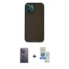 MARSİLYAN™- iPhone 12 Pro Max Kılıf Ahenk Çizgi Serisi - Şeffaf Royal Nano Ekran Koruyucu + Neon Fosforlu Kamera Lens - BZ