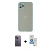 MARSİLYAN™- iPhone 12 Pro Max Kılıf Ahenk Çizgi Serisi - Şeffaf Royal Nano Ekran Koruyucu + Neon Fosforlu Kamera Lens - BZ