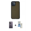 MARSİLYAN™- iPhone 12 Pro Max Kılıf Ahenk Çizgi Serisi - Şeffaf Royal Nano Ekran Koruyucu + Neon Fosforlu Kamera Lens - BZ