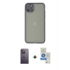 MARSİLYAN™- iPhone 12 Pro Max Kılıf Ahenk Çizgi Serisi - Şeffaf Royal Nano Ekran Koruyucu + Neon Fosforlu Kamera Lens - BZ