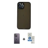 MARSİLYAN™- iPhone 12 Pro Max Kılıf Ahenk Çizgi Serisi - Şeffaf Royal Nano Ekran Koruyucu + Neon Fosforlu Kamera Lens - BZ