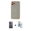 MARSİLYAN™- iPhone 12 Pro Max Kılıf Ahenk Çizgi Serisi - Şeffaf Royal Nano Ekran Koruyucu + Neon Fosforlu Kamera Lens - BZ