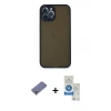 MARSİLYAN™- iPhone 12 Pro Max Kılıf Ahenk Çizgi Serisi - Şeffaf Royal Nano Ekran Koruyucu + Metal Kamera Lens Koruma Cam - GD