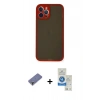 MARSİLYAN™- iPhone 12 Pro Max Kılıf Ahenk Çizgi Serisi - Şeffaf Royal Nano Ekran Koruyucu + Metal Kamera Lens Koruma Cam - GD