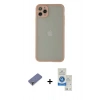 MARSİLYAN™- iPhone 12 Pro Max Kılıf Ahenk Çizgi Serisi - Şeffaf Royal Nano Ekran Koruyucu + Metal Kamera Lens Koruma Cam - GD