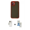 MARSİLYAN™- iPhone 12 Pro Max Kılıf Ahenk Çizgi Serisi - Şeffaf Royal Nano Ekran Koruyucu + Shine Kamera Lens - GD