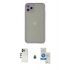 MARSİLYAN™- iPhone 12 Pro Max Kılıf Ahenk Çizgi Serisi - Şeffaf Royal Nano Ekran Koruyucu + Shine Kamera Lens - GD