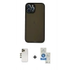 MARSİLYAN™- iPhone 12 Pro Max Kılıf Ahenk Çizgi Serisi - Şeffaf Royal Nano Ekran Koruyucu + Shine Kamera Lens - GD