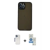 MARSİLYAN™- iPhone 12 Pro Max Kılıf Ahenk Çizgi Serisi - Şeffaf Royal Nano Ekran Koruyucu + Shine Kamera Lens - LT