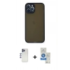 MARSİLYAN™- iPhone 12 Pro Max Kılıf Ahenk Çizgi Serisi - Şeffaf Royal Nano Ekran Koruyucu + Shine Kamera Lens - LT