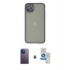 MARSİLYAN™- iPhone 12 Pro Max Kılıf Ahenk Çizgi Serisi - Şeffaf Royal Nano Ekran Koruyucu + Neon Fosforlu Kamera Lens - MI