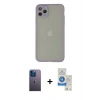 MARSİLYAN™- iPhone 12 Pro Max Kılıf Ahenk Çizgi Serisi - Şeffaf Royal Nano Ekran Koruyucu + Neon Fosforlu Kamera Lens - MI