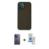 MARSİLYAN™- iPhone 12 Pro Max Kılıf Ahenk Çizgi Serisi - Şeffaf Royal Nano Ekran Koruyucu + Neon Fosforlu Kamera Lens - MI