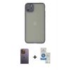 MARSİLYAN™- iPhone 12 Pro Max Kılıf Ahenk Çizgi Serisi - Şeffaf Royal Nano Ekran Koruyucu + Neon Fosforlu Kamera Lens - SI