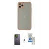 MARSİLYAN™- iPhone 12 Pro Max Kılıf Ahenk Çizgi Serisi - Şeffaf Royal Nano Ekran Koruyucu + Neon Fosforlu Kamera Lens - YL