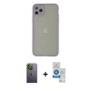 MARSİLYAN™- iPhone 12 Pro Max Kılıf Ahenk Çizgi Serisi - Şeffaf Royal Nano Ekran Koruyucu + Neon Fosforlu Kamera Lens - YL