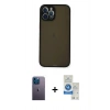 MARSİLYAN™- iPhone 12 Pro Max Kılıf Ahenk Çizgi Serisi - Şeffaf Royal Nano Ekran Koruyucu + Neon Fosforlu Kamera Lens - MI