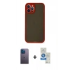 MARSİLYAN™- iPhone 12 Pro Max Kılıf Ahenk Çizgi Serisi - Şeffaf Royal Nano Ekran Koruyucu + Neon Fosforlu Kamera Lens - MI