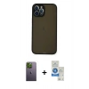 MARSİLYAN™- iPhone 12 Pro Max Kılıf Ahenk Çizgi Serisi - Şeffaf Royal Nano Ekran Koruyucu + Neon Fosforlu Kamera Lens - YL