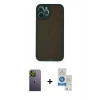 MARSİLYAN™- iPhone 12 Pro Max Kılıf Ahenk Çizgi Serisi - Şeffaf Royal Nano Ekran Koruyucu + Neon Fosforlu Kamera Lens - YL