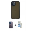 MARSİLYAN™- iPhone 12 Pro Max Kılıf Ahenk Çizgi Serisi - Şeffaf Royal Nano Ekran Koruyucu + Neon Fosforlu Kamera Lens - MI