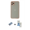 MARSİLYAN™- iPhone 12 Pro Max Kılıf Ahenk Çizgi Serisi - Şeffaf Royal Nano Ekran Koruyucu + Shine Kamera Lens Koruma Cam - PE