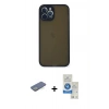 MARSİLYAN™- iPhone 12 Pro Max Kılıf Ahenk Çizgi Serisi - Şeffaf Royal Nano Ekran Koruyucu + Renkli Kamera Lens Koruma Cam - YL