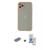 MARSİLYAN™- iPhone 12 Pro Max Kılıf Ahenk Çizgi Serisi - Şeffaf Royal Nano Ekran Koruyucu + Renkli Kamera Lens Koruma Cam - YL