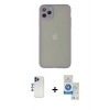 MARSİLYAN™- iPhone 12 Pro Max Kılıf Ahenk Çizgi Serisi - Şeffaf Royal Nano Ekran Koruyucu + Shine Kamera Lens - LT