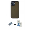 MARSİLYAN™- iPhone 12 Pro Max Kılıf Ahenk Çizgi Serisi - Şeffaf Royal Nano Ekran Koruyucu + Shine Kamera Lens Koruma Cam - SH