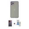 MARSİLYAN™- iPhone 12 Pro Max Kılıf Ahenk Çizgi Serisi - Şeffaf Royal Nano Ekran Koruyucu + Neon Fosforlu Kamera Lens - TU