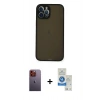 MARSİLYAN™- iPhone 12 Pro Max Kılıf Ahenk Çizgi Serisi - Şeffaf Royal Nano Ekran Koruyucu + Neon Fosforlu Kamera Lens - TU