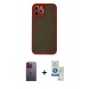 MARSİLYAN™- iPhone 12 Pro Max Kılıf Ahenk Çizgi Serisi - Şeffaf Royal Nano Ekran Koruyucu + Neon Fosforlu Kamera Lens - TU