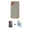 MARSİLYAN™- iPhone 12 Pro Max Kılıf Ahenk Çizgi Serisi - Şeffaf Royal Nano Ekran Koruyucu + Neon Fosforlu Kamera Lens - TU