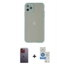 MARSİLYAN™- iPhone 12 Pro Max Kılıf Ahenk Çizgi Serisi - Şeffaf Royal Nano Ekran Koruyucu + Neon Fosforlu Kamera Lens - TU