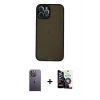 MARSİLYAN™- iPhone 12 Pro Max Kılıf Ahenk Çizgi Serisi - Şeffaf Temperli Cam Ekran Koruyucu + Neon Fosforlu Kamera Lens - BZ