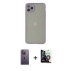 MARSİLYAN™- iPhone 12 Pro Max Kılıf Ahenk Çizgi Serisi - Şeffaf Temperli Cam Ekran Koruyucu + Neon Fosforlu Kamera Lens - BZ